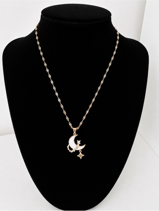 Jewelry - Gold Moon and Star Pendant Necklace - Gold